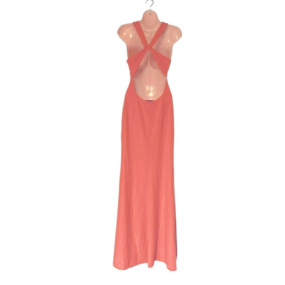 BARIANO Jersey Knit Coral Pink Maxi Office Brunch Cruise Wedding Guest Dress - 8 - Picture 3 of 13
